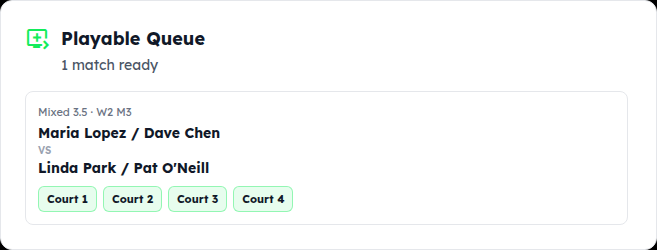 The Playable Queue showing the final, with the two semi-final winners, ready to assign